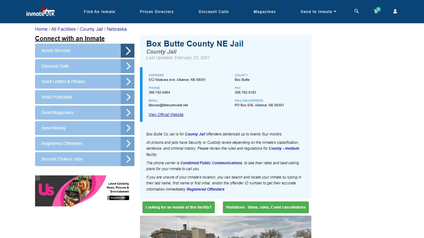 Box Butte County NE Jail - Inmate Locator - Alliance, NE
